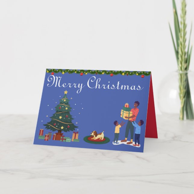 CARTE MERRY CHRISTMAS FAMILLE ETHNIQUE AFRICAINE AMÉRICA (Devant)