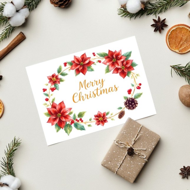 Carte Merry Christmas Floral Wreath (Créateur téléchargé)