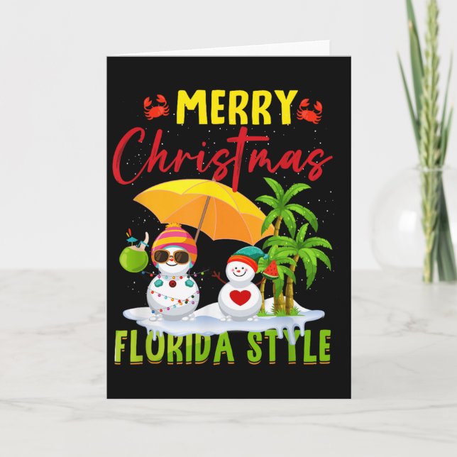 Carte Merry Christmas Florida Style Snowman Summer Vacat (Devant)