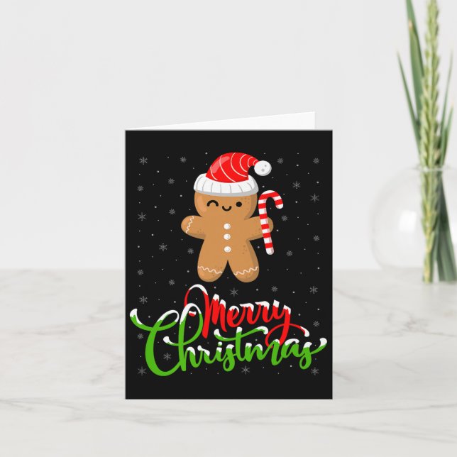 Carte Merry Christmas Funny Gingerbread Cookie Baking Ch (Devant)