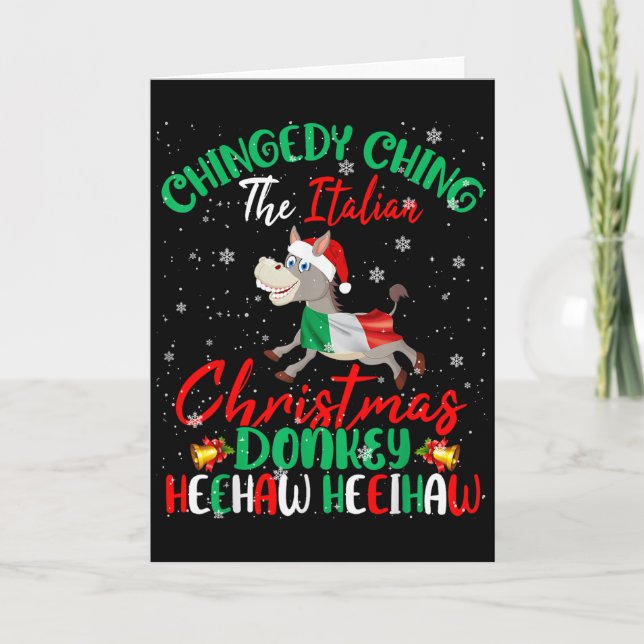 Carte Merry Christmas Italian Funny Italian Santa Heehaw (Devant)