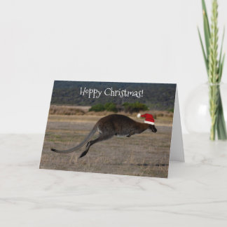 Carte Merry Christmas Kangaroo Red Santa Hat