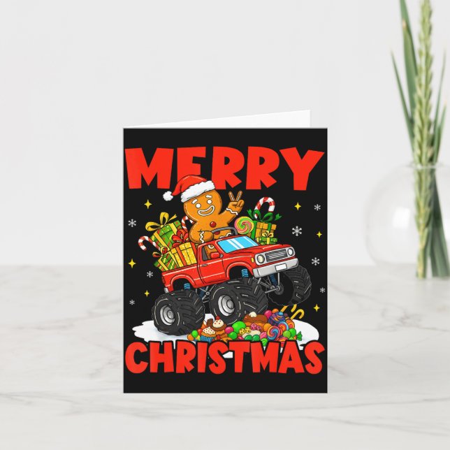 Carte Merry Christmas Monster Truck Funny Gingerbread Me (Devant)
