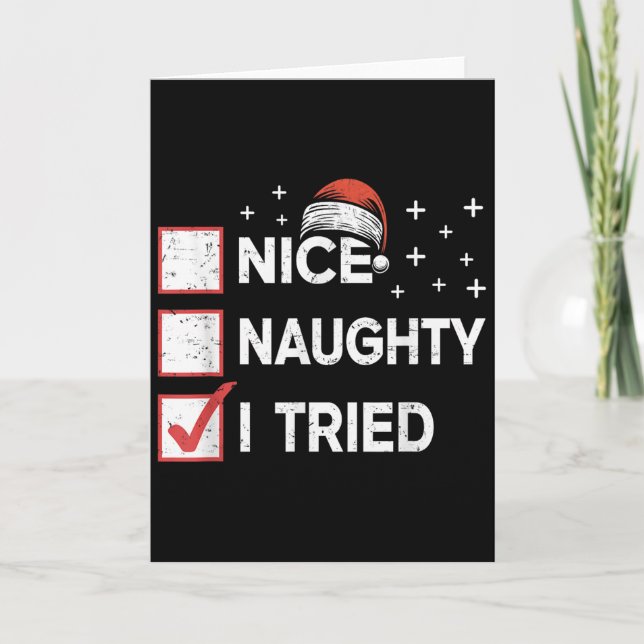 Carte Merry Christmas Nice Naughty I Tried Christmas Lis (Devant)
