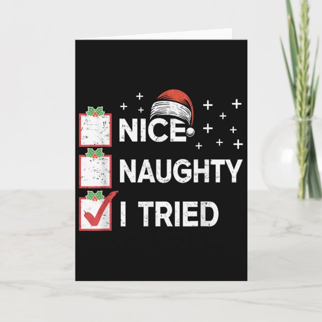 Carte Merry Christmas Nice Naughty I Tried Christmas Lis (Devant)