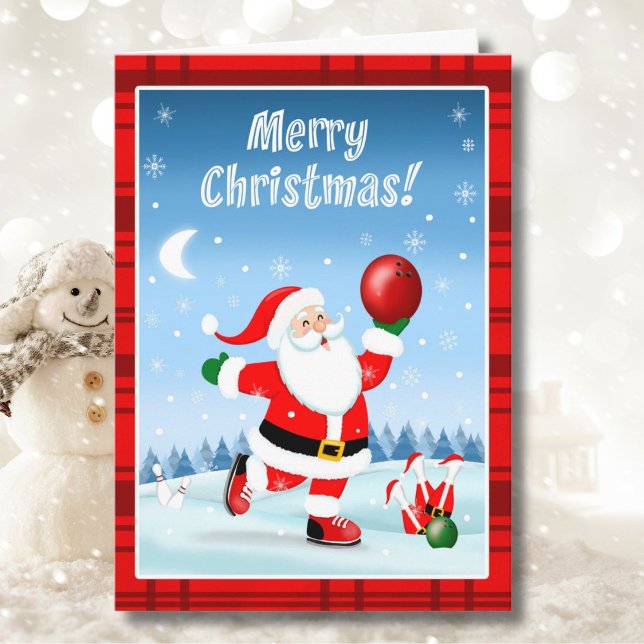 Carte Merry Christmas Santa Happily Bowling (Créateur téléchargé)