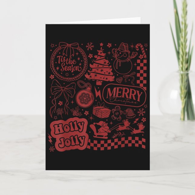 Carte Merry Christmas Santa Snowman Reindeer Tis The Sea (Devant)
