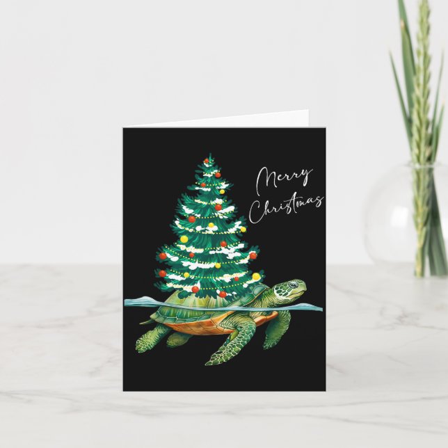 Carte Merry Christmas Sea Turtle Xmas Tree Lights Pjs Me (Devant)
