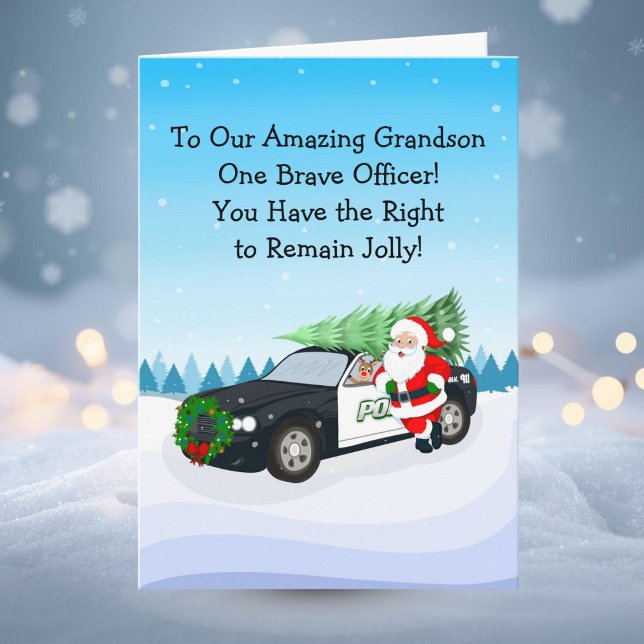 Carte Merry Christmas Son Police Officer Santa Cop Car (Créateur téléchargé)