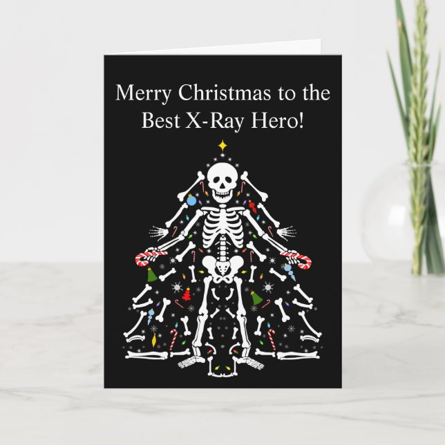 Carte Merry Christmas X-ray Tech Christmas Tree Skeleton (Devant)