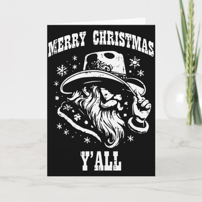 Carte Merry Christmas Yall Santa Cowboy Xmas Country Men (Devant)