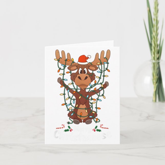Carte Merry Christmoose Christmas Mooses Xmas Tree Light (Devant)