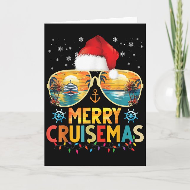 Carte Merry Cruisemas Santa Hat Retro Cruise Ship Christ (Devant)