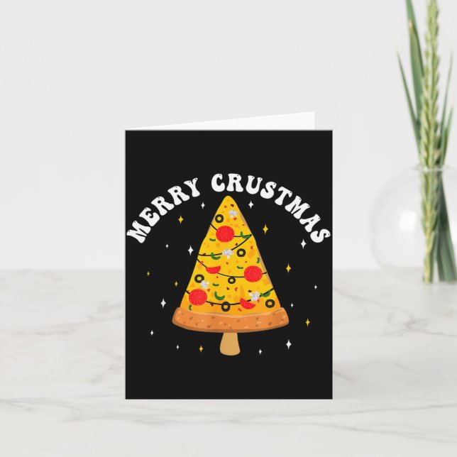 Carte Merry Crustmas Funny Zza Slice Christmas Tree Zza  (Devant)