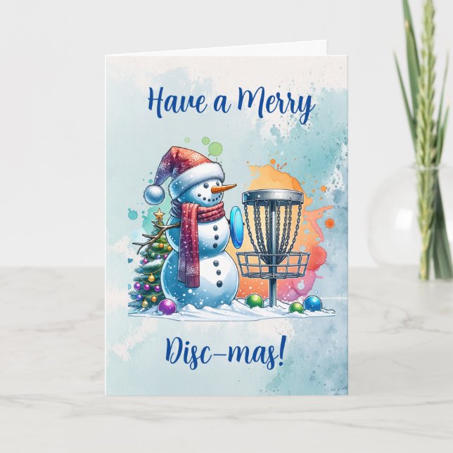 Carte Merry Disk-mas | Disk Golf Personnalisé Noël (Devant)