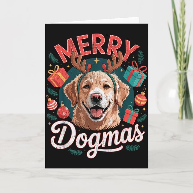 Carte Merry Dogmas Funny Dog Santa Hat Christmas Xmas  (Devant)