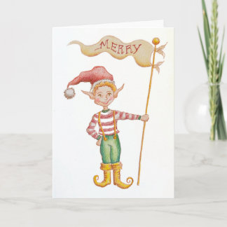 Carte Merry Elf holiday greeting card