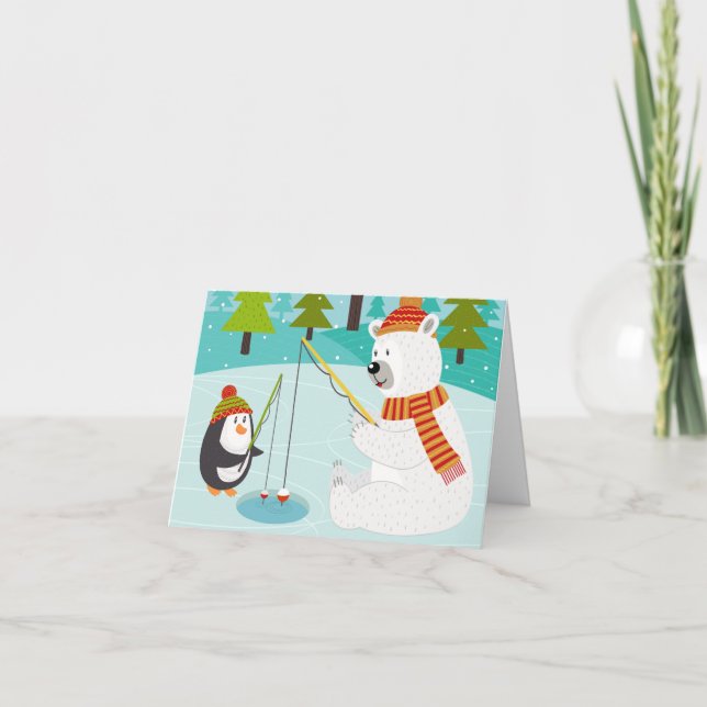 Carte Merry Fish-Mas Drôle Mignonne Pêche Noël (Devant)
