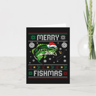 Carte Merry Fishmas Amusants Pêche Pêcheur de poisson Ug