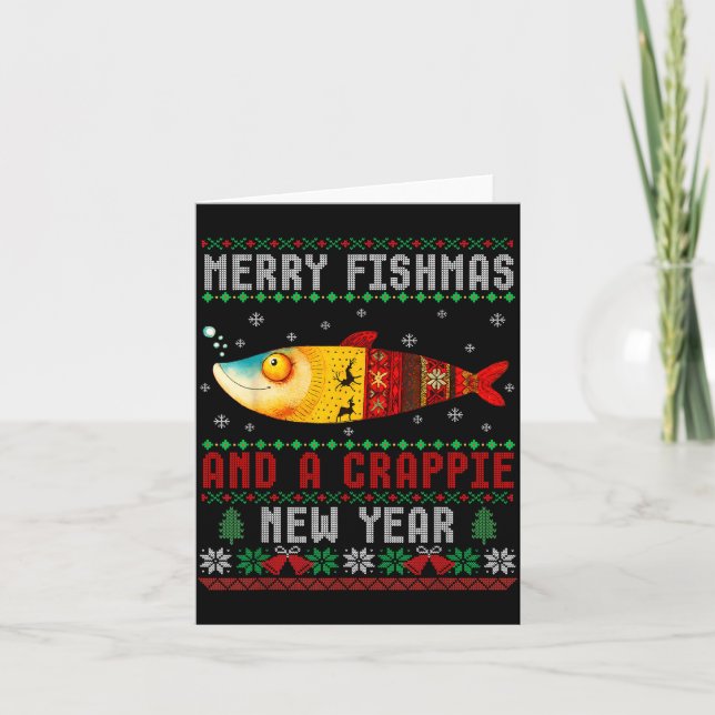 Carte Merry Fishmas And A Crape New Year Ugly Fisherman  (Devant)