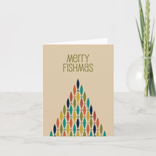 Carte Merry Fishmas Funny Poisson de Noël du milieu du s (Devant)