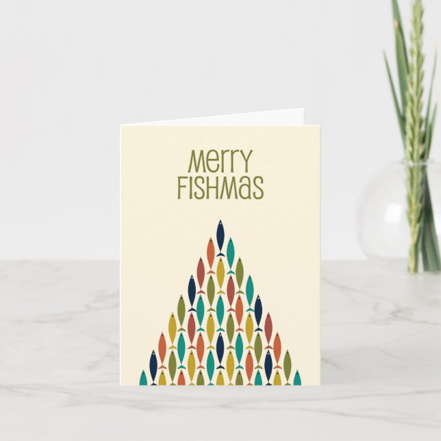 Carte Merry Fishmas Funny Poisson de Noël du milieu du s (Devant)