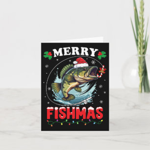 Carte Merry Fishmas Poisson Drôle Pêche Noël Papa Hommes