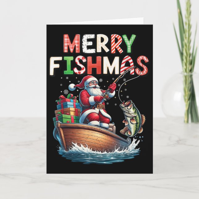 Carte Merry Fishmas Santa Fishing Lovers Funny Fisherman (Devant)