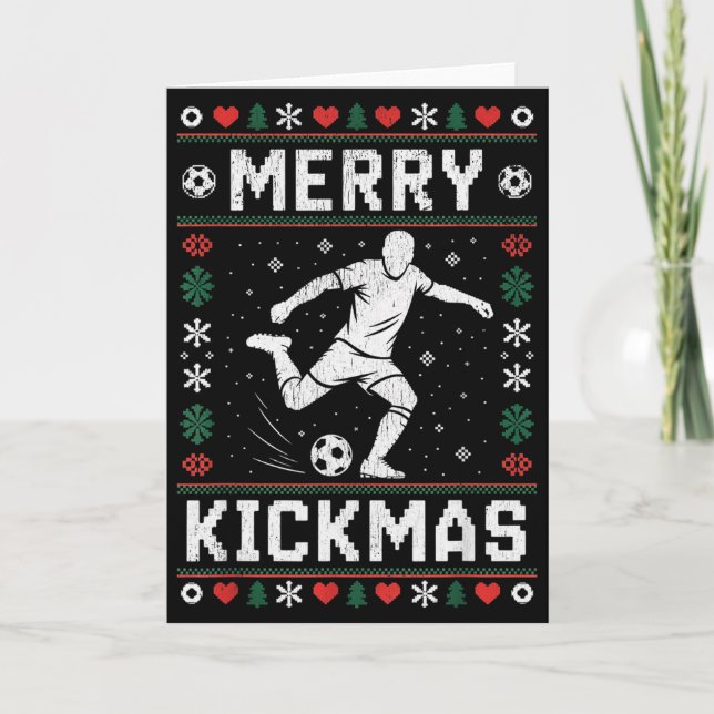 Carte Merry Kickmas Funny Christmas Soccer Xmas  (Devant)