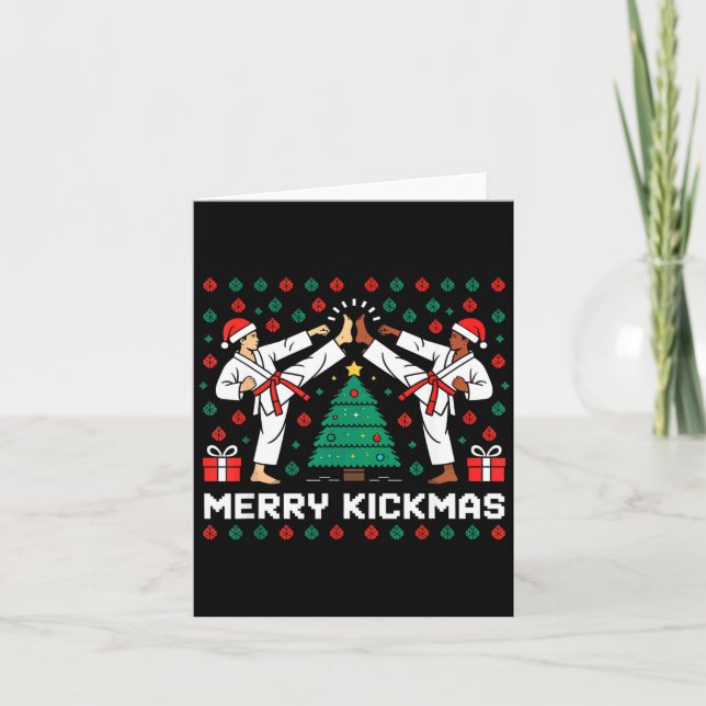 Carte Merry Kickmas Funny Karate Jiu Jitsu Ugly Christma (Devant)
