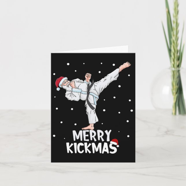 Carte Merry Kickmas Karate Santa Claus Martial Arts Chri (Devant)