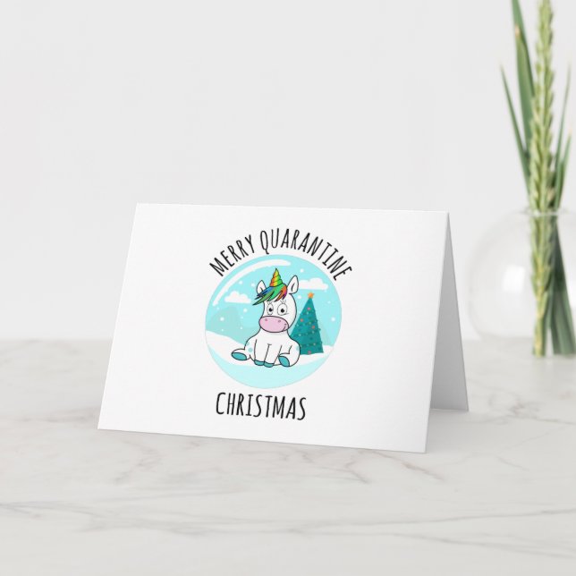 Carte Merry Quarantine Christmas Unicorn (Devant)