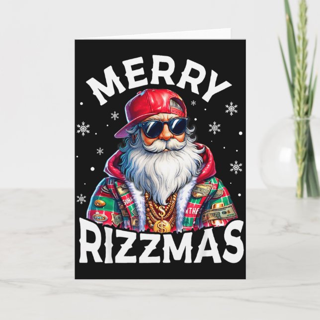Carte Merry Rizzmas Santa Sungles Pajamas Holiday Christ (Devant)