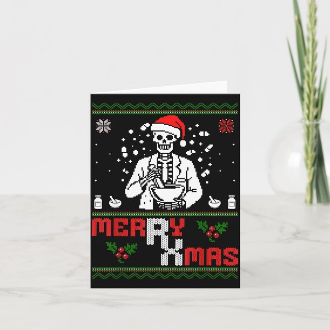 Carte Merry Rx Mas Skeleton Pharmacist Pharmacy Tech Ugl (Devant)