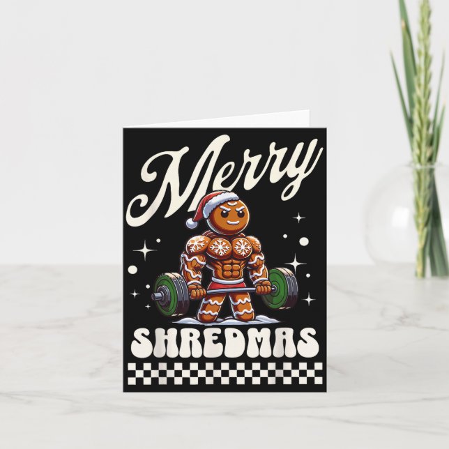 Carte Merry Shredmas Christmas Gym Gingerbread Workout M (Devant)