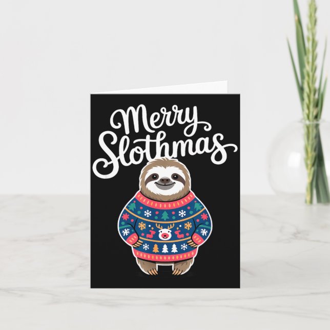Carte Merry Slothmas Sweater Funny Sloth Christmas Pajam (Devant)