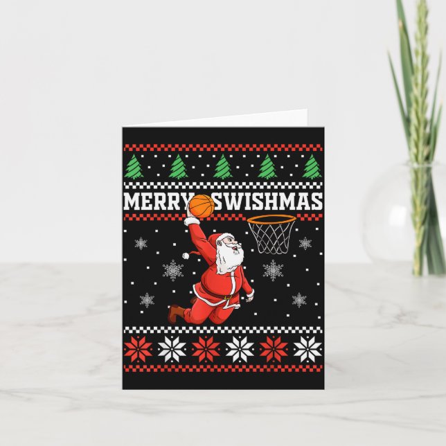 Carte Merry Swishmas Basketball Snowman Christmas Ugly P (Devant)