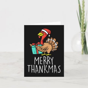 Carte Merry Thankmas Santa Turkey Day Thanksgiving
