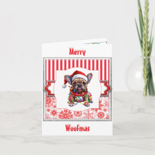 Carte Merry Woofmas Français Bulldog Salutation