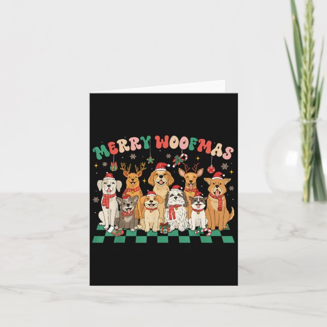Carte Merry Woofmas Joyeux Amoureux de les chiens de Noë (Devant)
