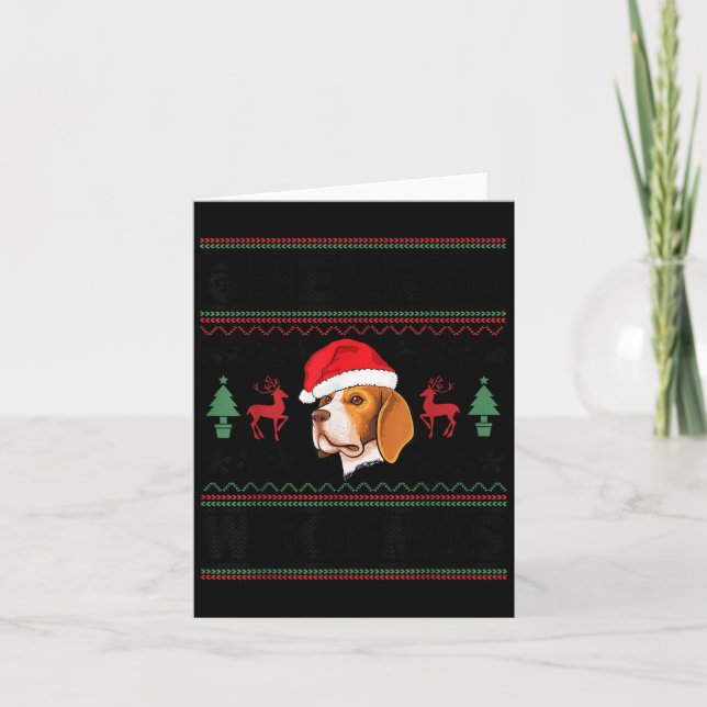 Carte Merry Woofmas Ugly Christmas Beagle Xmas Party  (Devant)