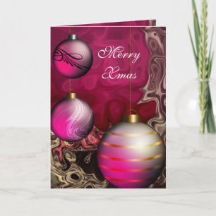 Carte Merry Xmas Plum Pink Balls