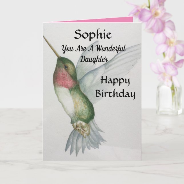 Carte Merveilleuse fille Anniversaire Sweet Hummingbird (Orchidée)