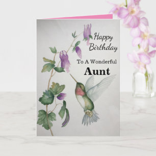 Carte Merveilleuse Tante Jardin des colibris d'anniversa