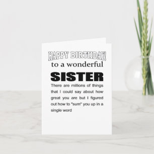 Carte merveilleux anniversaire de soeur