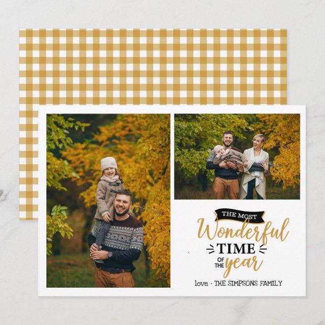 Carte Merveilleux temps Mustard Holiday 2 photo collage (Devant / Derrière)