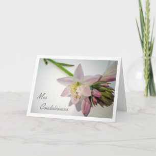 Carte Mes Condoléances, Sympathie en français, Fleur d'H
