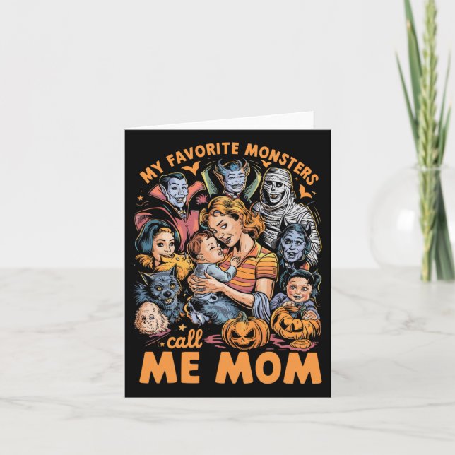 Carte Mes Monstres Favoris M'Appelent Maman Pour Hallowe (Devant)