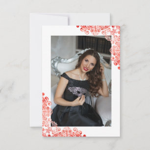Carte Mes Quinze Ans Espagnol Effet Dentelle Rouge