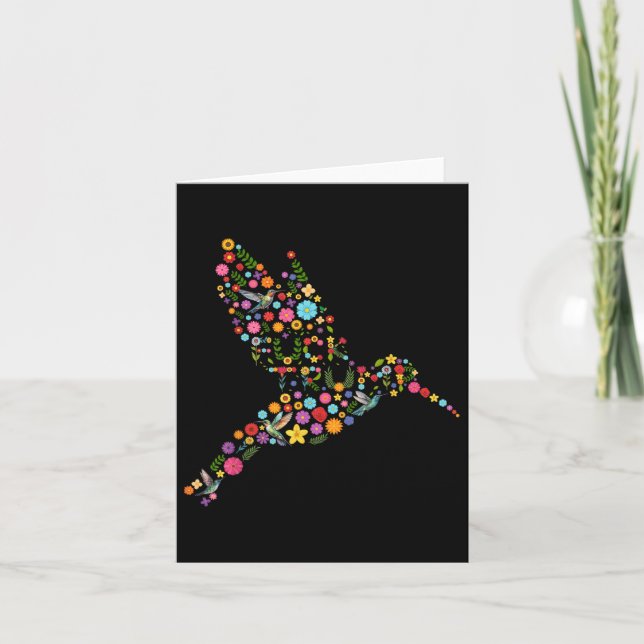 Carte Message caché subtil anti-Trump de colibri floral (Devant)